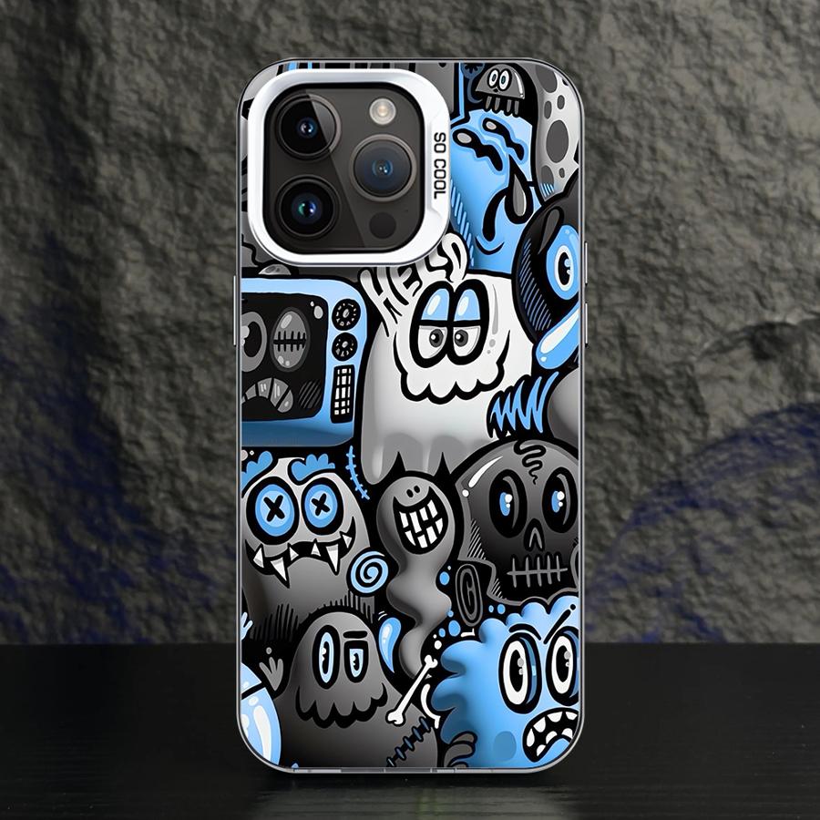 Phone Case for iPhone 15 16 Pro Max 11 13 Pro 14 Plus 12 11Pro 15Pro Max 16e Shell Cover Fundas Super Cool Black Graffiti