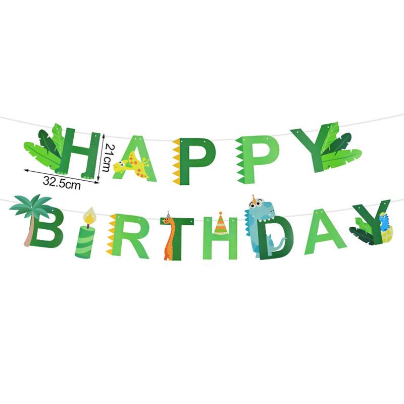 Dinosaur Happy Birthday Garland Banners Roar Dino Party Balloons Supplies Jungle Safari 1st Boy Kids Birthday Party Decorations