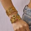 Übertriebene Metallschale Seestern Offene Armreifen für Damen Edelstahl Geometrisch Hohl Wickel Manschettenarmband Sommer Handgelenkschmuck