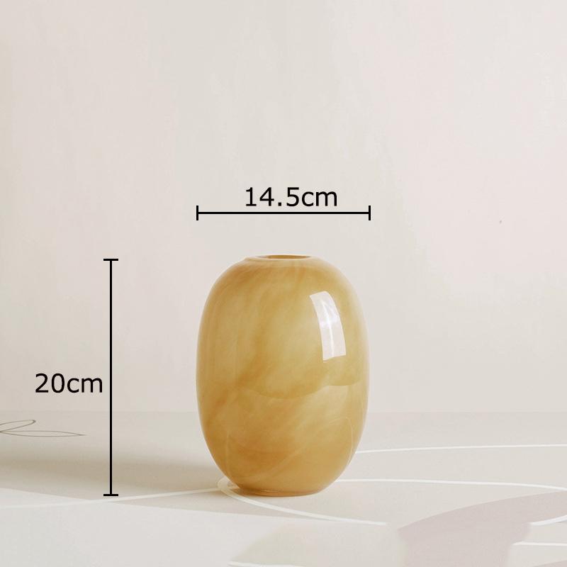 

Imitation Jade Texture Glass Vase Plant Pots Table Decoration Flowers Arrangement Decorative Floral Vases Room Aesthetic Decor