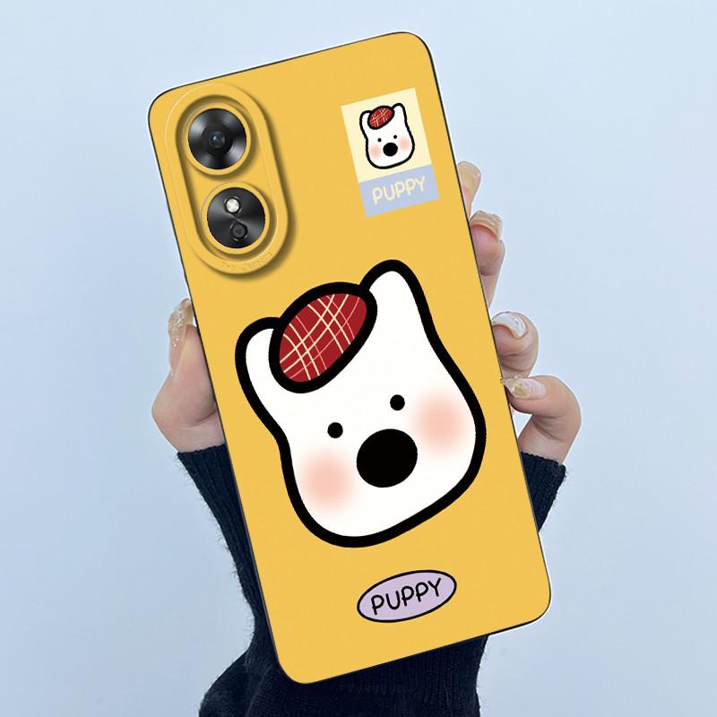 For OPPO A17 A17K 2022 CPH2477 Case Back Cover Cute Panda Sweet Girls Soft Silicone TPU Phone Case Shockproof Protective Casing