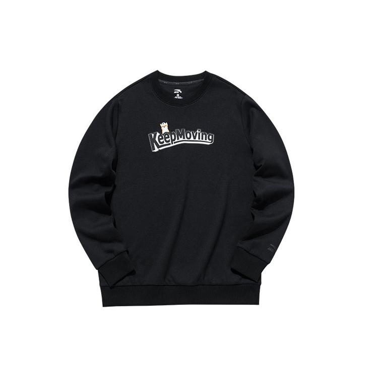 ANTA Life Collection Sweatshirts Unisex Black Crew Neck Thickened Regular 952148708-4 M
