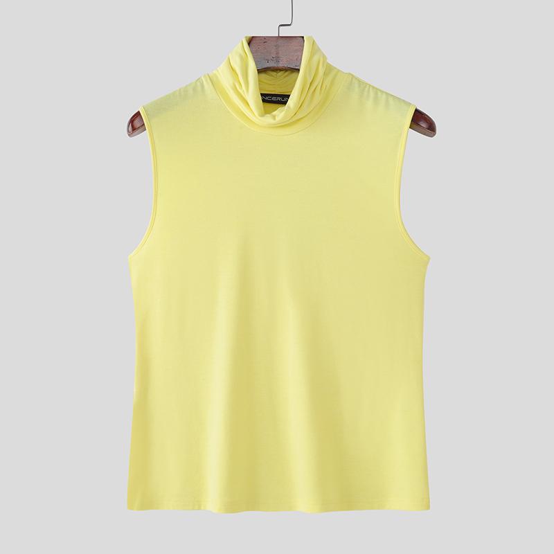 

INCERUN Summer Men High Neck Sleeveless Fitted Casual Tank Tops Undershirts 5XL