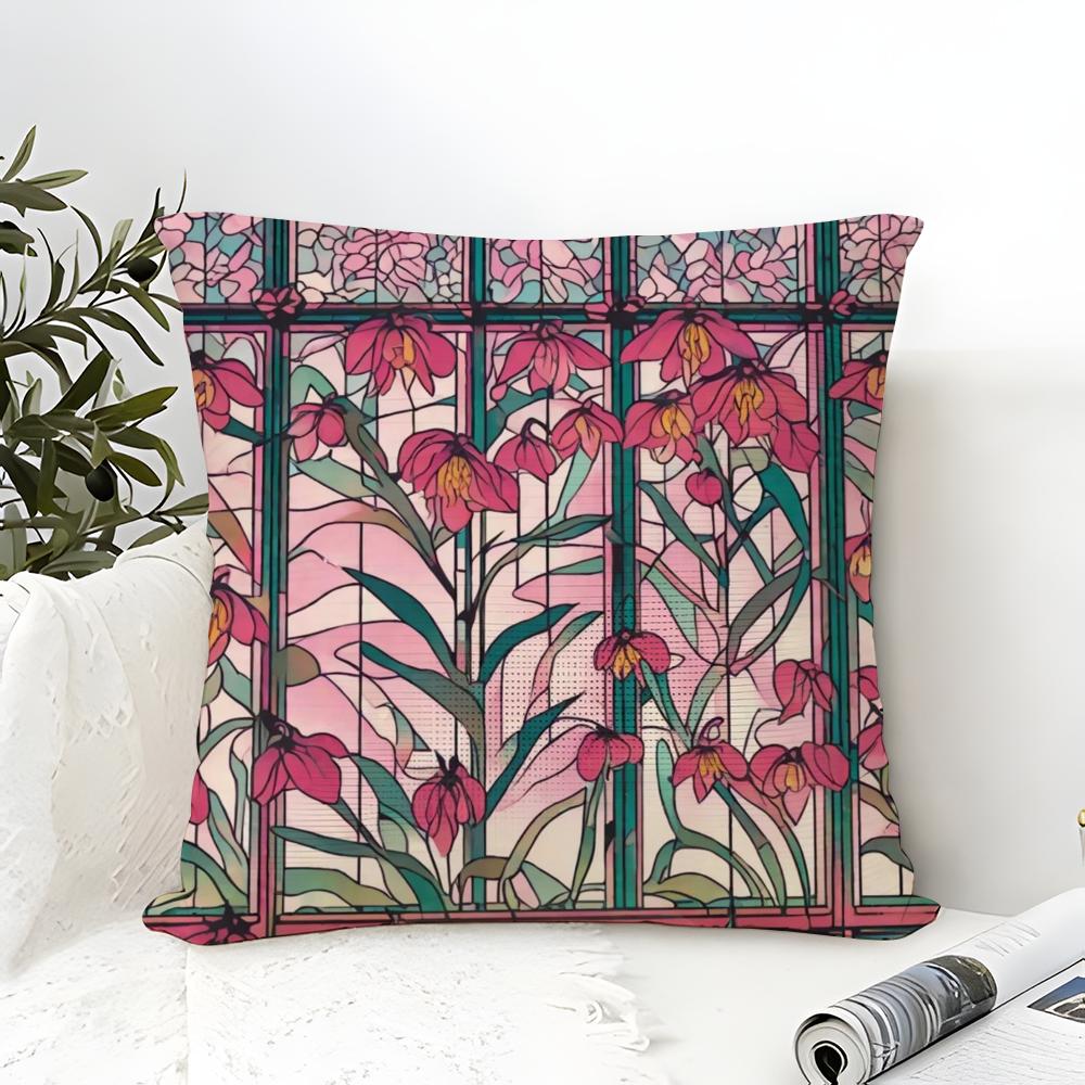 Romantic French pink decorative flowers Pillow Case linen pillow case sofa home decor cushion cover cushion cove