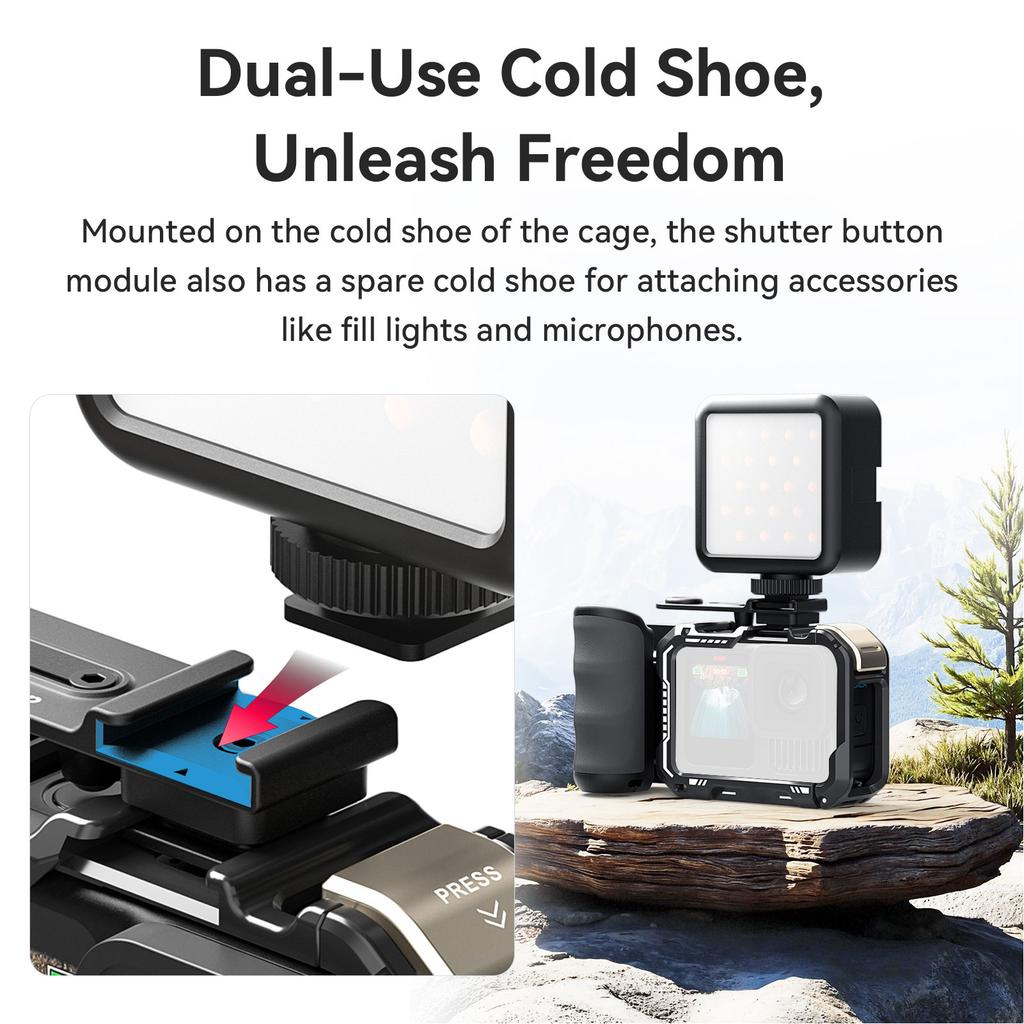 Street Photography Handle Kit Bundle for Insta360 with Camera Grip and Cage Quick Remove Mount