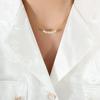 Niche Design Imitation Pearl Pendant Necklace - Gold-Plated Titanium Steel with Dangle Square Chain