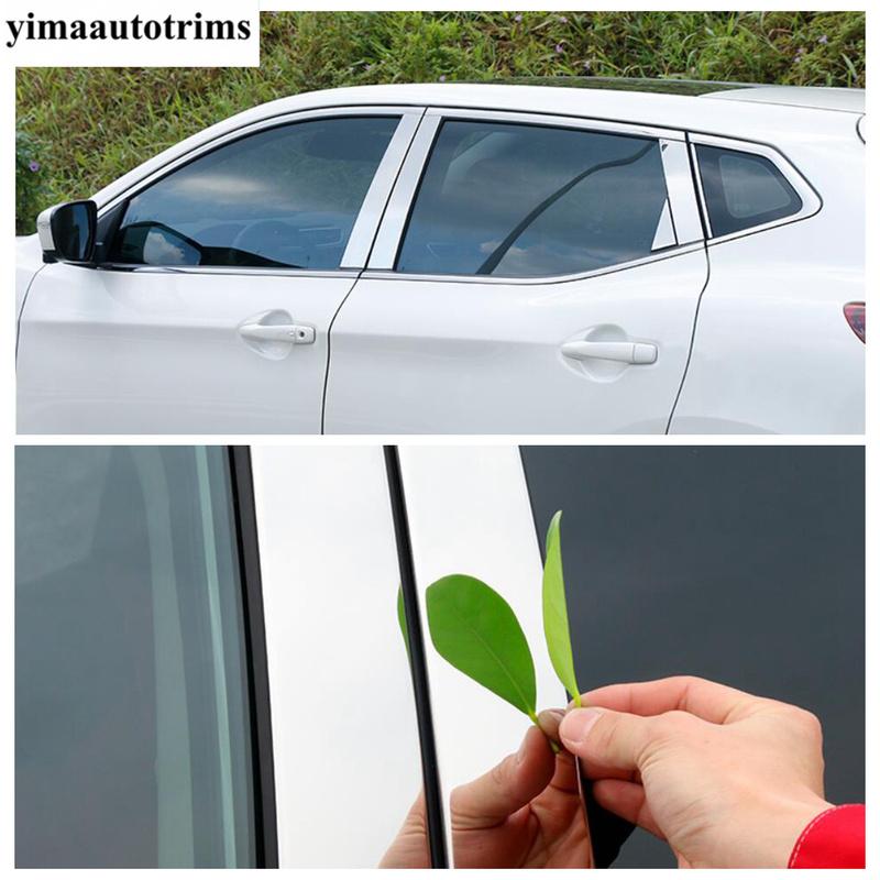 Stainless Steel Car Window Pillar B C Panel Decor Strip Sticker Cover Trim Exterior Accessories For Nissan Qashqai J11 2014-