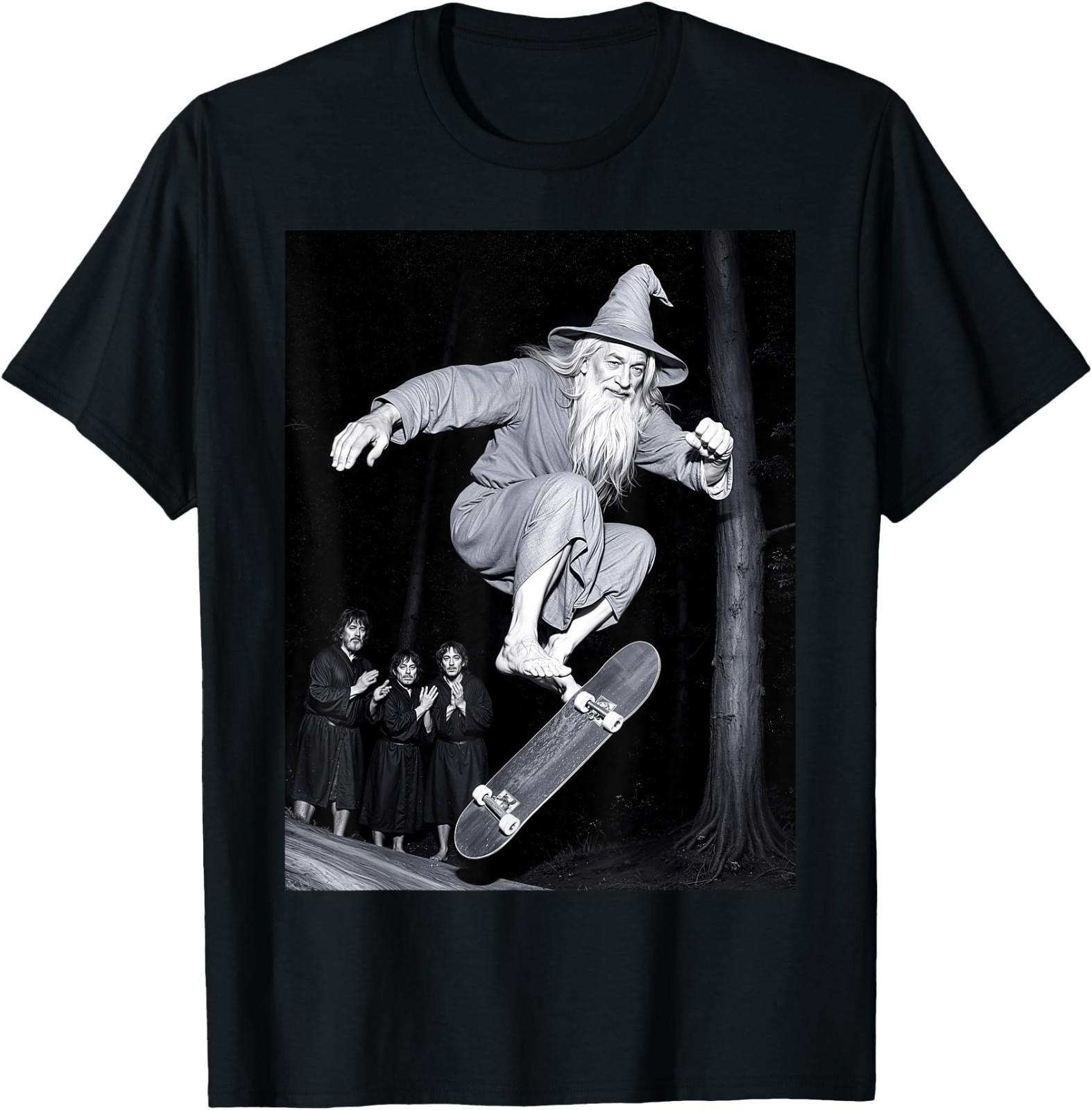 Wizard Skateboarding Funny Skater Graphic Tees Men Women T-Shirt S