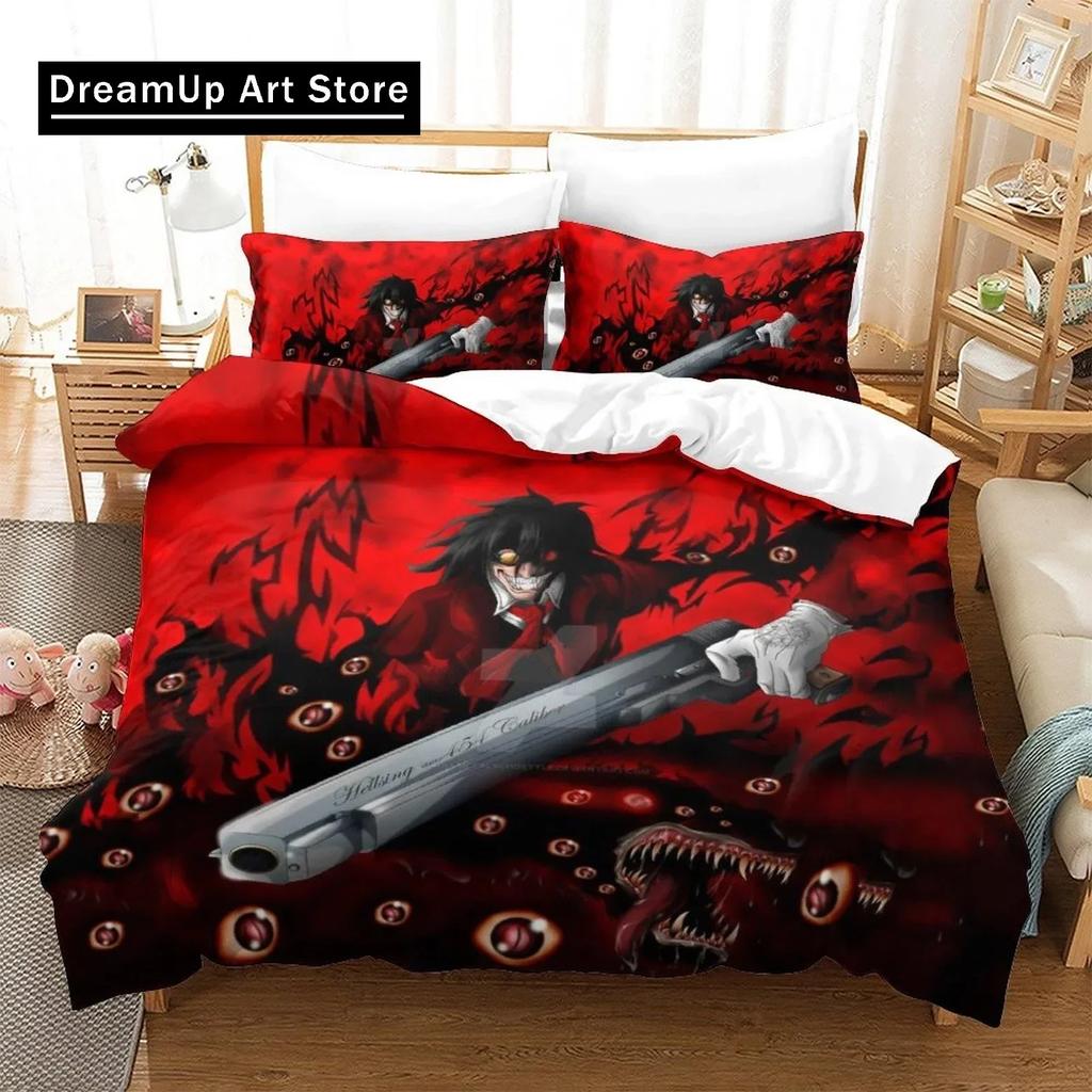 New Hellsing Bedding Set Single Twin Full Queen King Size Bed Set Aldult Kid Bedroom Duvetcover Sets 3D Anime Bed Sheet Set