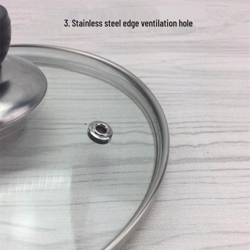Tempered Glass Pot Lid for Wok, Soup Pot, Steamer, Frying Pan, Stainless Steel Electric Cookware, Induction Compatible