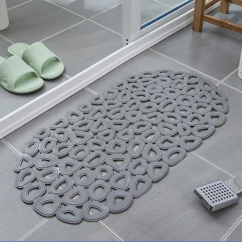 Bathroom Non-Slip Waterproof Mat With Suction Cup,Quick Drain Bath Rug Bathroom Massage Ring Shower Mat Ellipses Hole Carpet