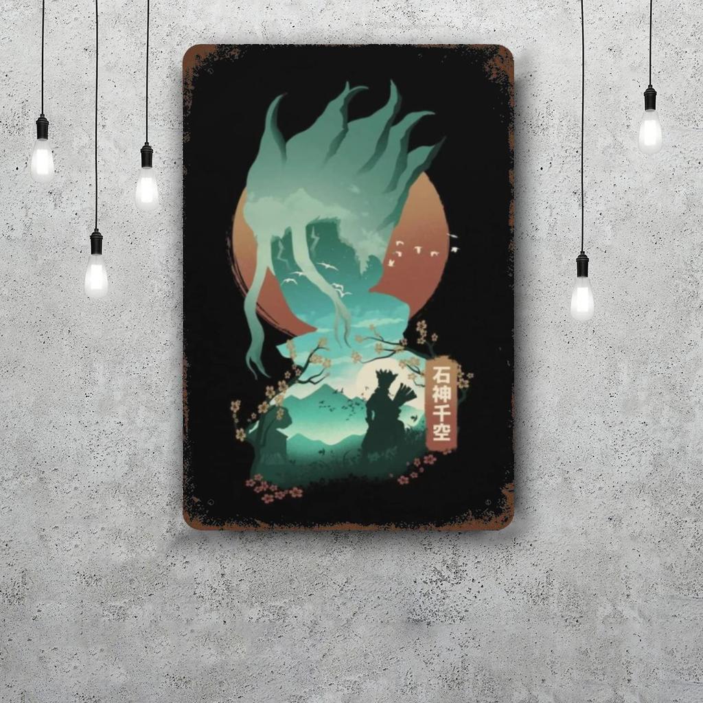 dr stone manga eng anime Decor Poster Vintage Tin Sign Metal Sign Decorative Plaque for Pub Bar Man Cave Club Wall Decoration