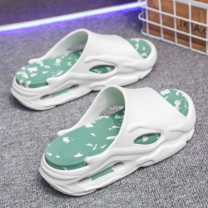 Platform Slippers for Men Shiatsu Beach Shoes Indoor House Walk Around Home Bathroom Designer Luxury Original Adult Sandals Man