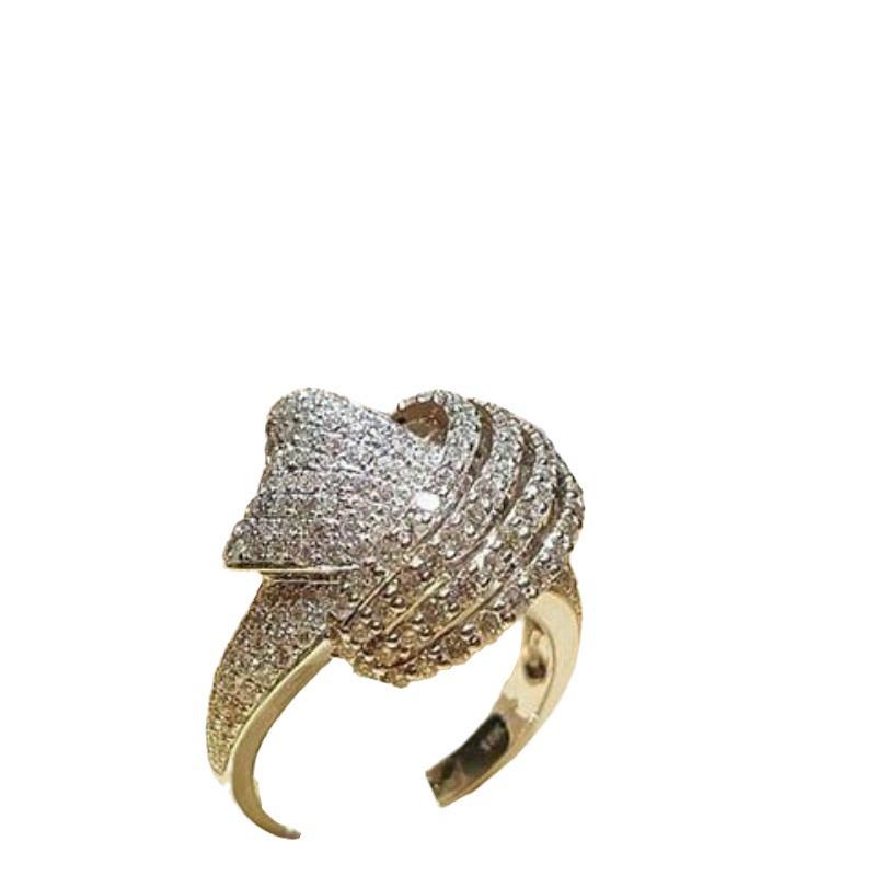 European & American Fashion Full Diamond Winding Engagement Ring for Women