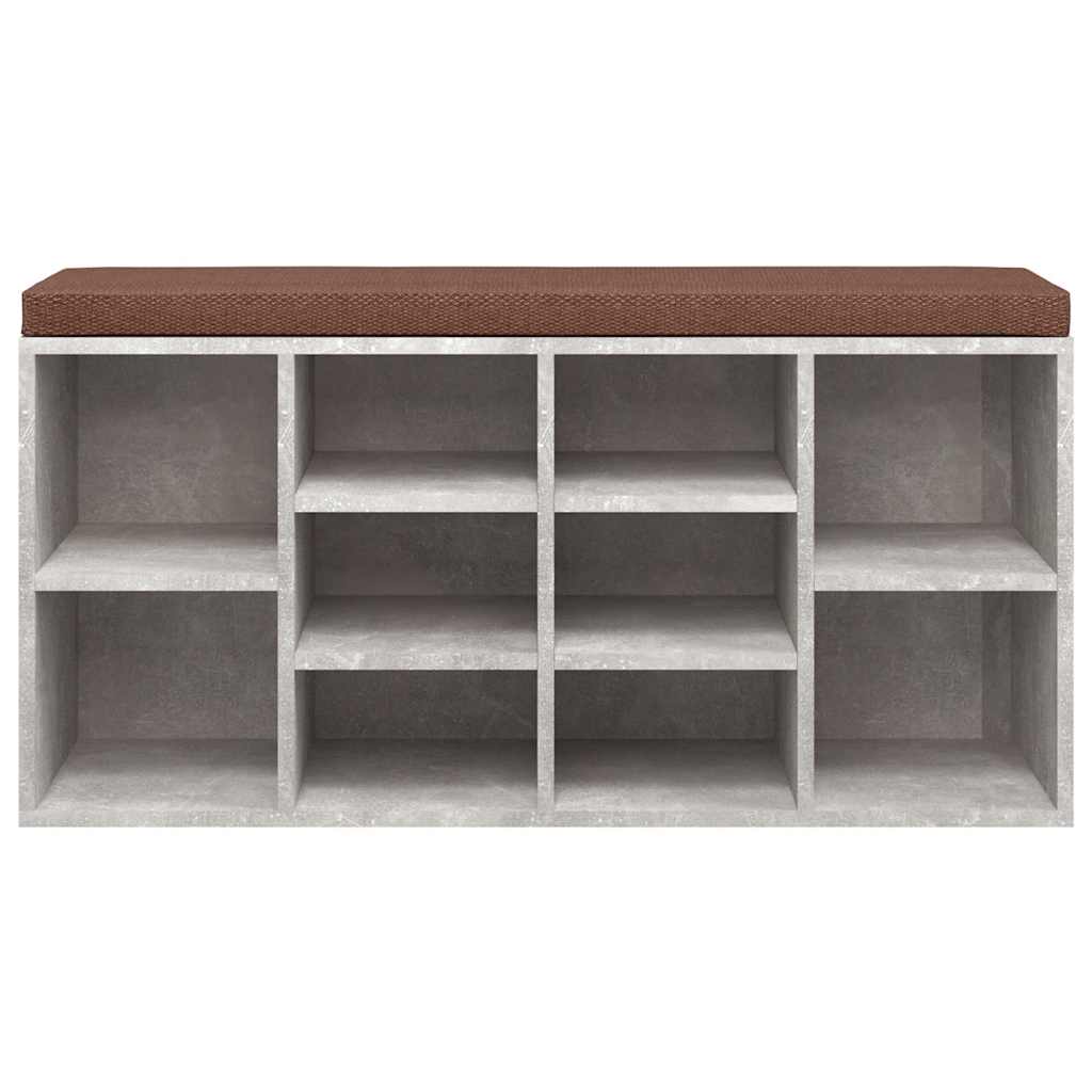 Shoe Bench Concrete Grey 103x30x48 cm Engineered Wood