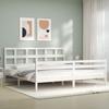 VidaXL Bed Frame with Headboard White 200x200 Cm Solid Wood 3194852