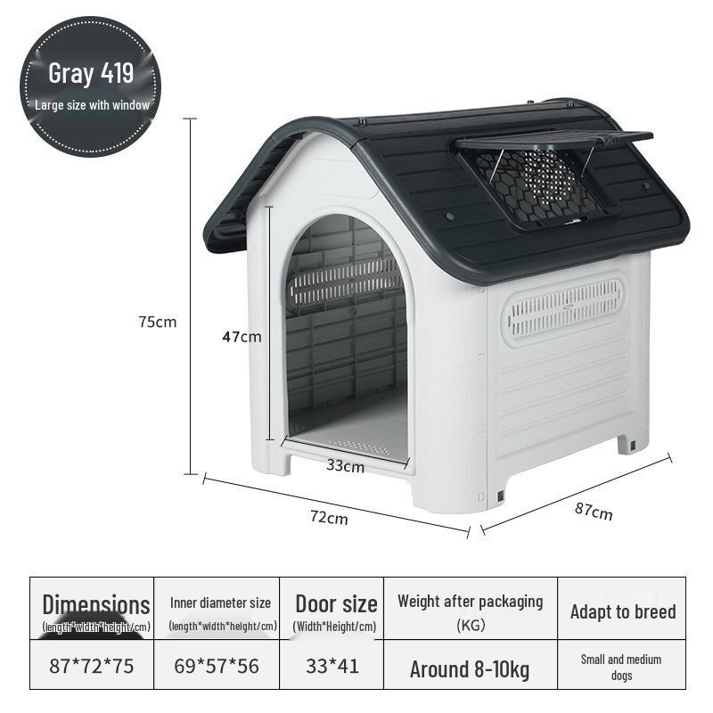 Rainproof Outdoor Dog Kennel for Medium & Large Dogs with Bed - Summer Cat Nest & Dog Cage Villa