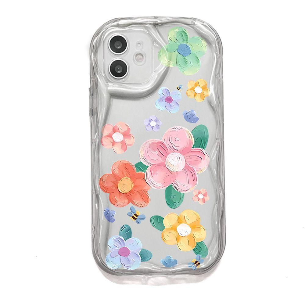 Oil Painting Flower for iPhone17promax Mobile Phone Case Apple 15/14 Wave 16 Premium 12 Transparent 13