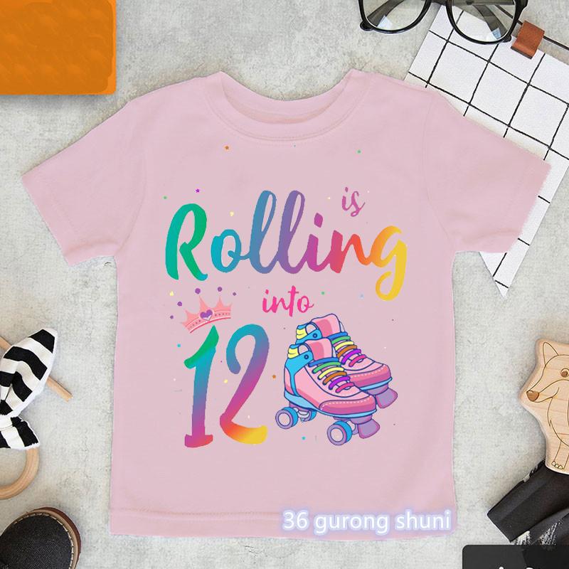 Newly Boys T Shirt Funny Skates Graphic Print 6th Birthday Gift Costume Fashion Hip Hop Girls TShirt Boys Girls Universal Tops