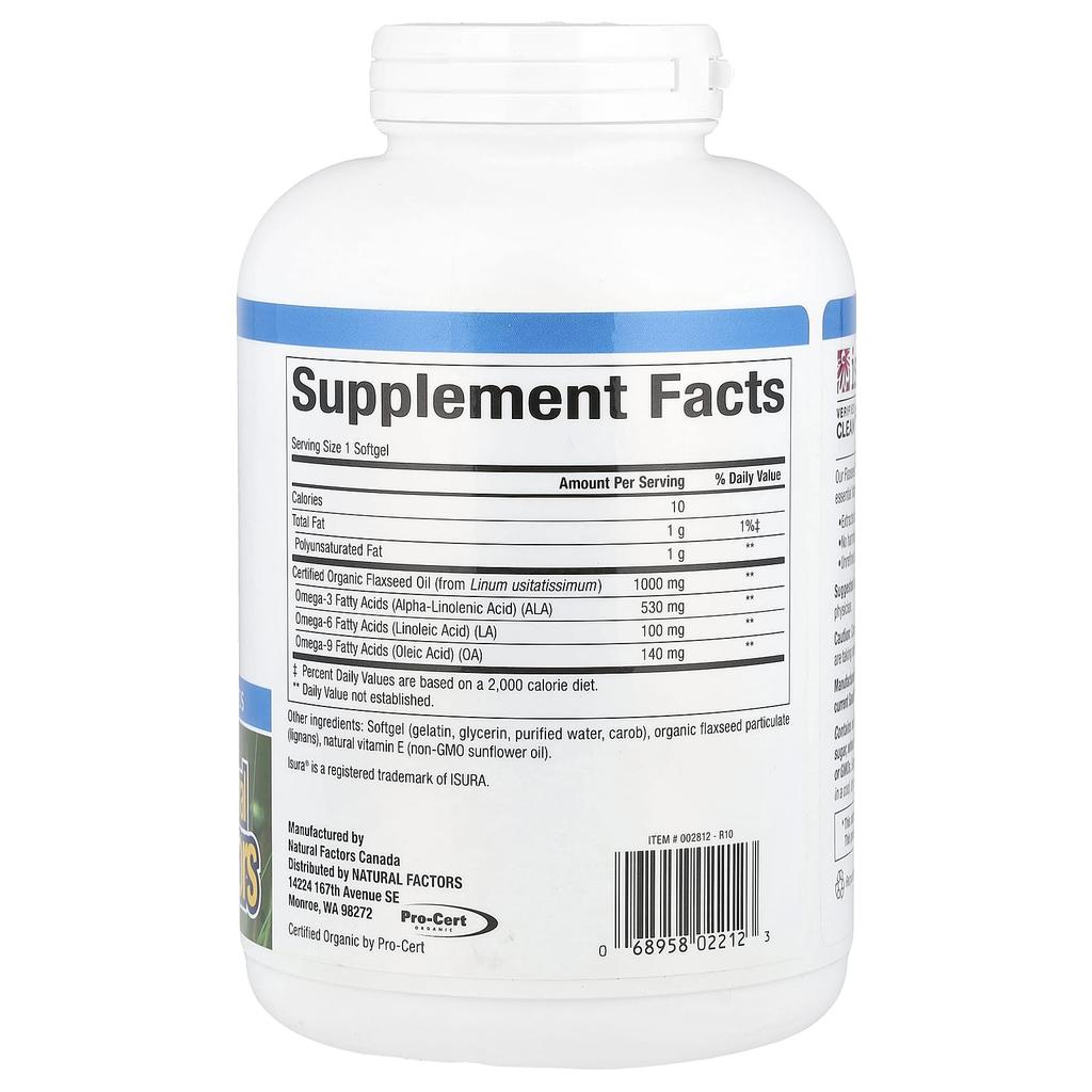 Omega Factors, Flaxseed Oil, 1,000Mg, 360 Softgels
