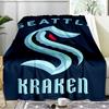 Seattle Kraken Logo Blanket Flannel Throw for Sofa, Indoor, Camping, Living Room, Office, Chair, And Bed Soft Birthday Gift