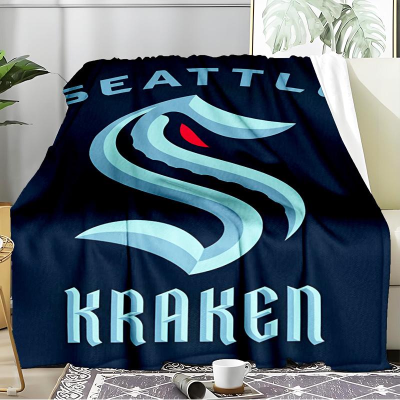 Seattle Kraken Logo Blanket Flannel Throw for Sofa, Indoor, Camping, Living Room, Office, Chair, And Bed Soft Birthday Gift