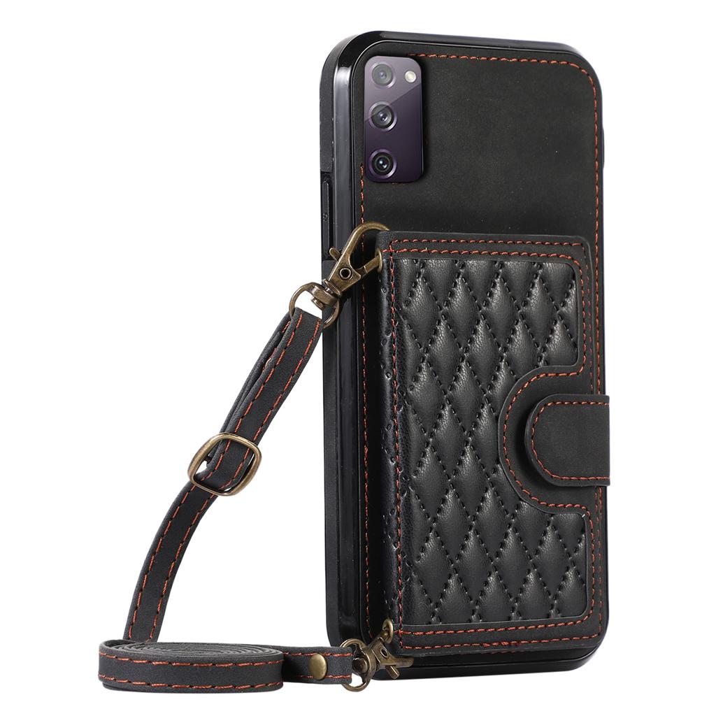 For Samsung Galaxy S20 4G/5G Card Holder Phone Case TPU+PU Leather Kickstand Phone Cover