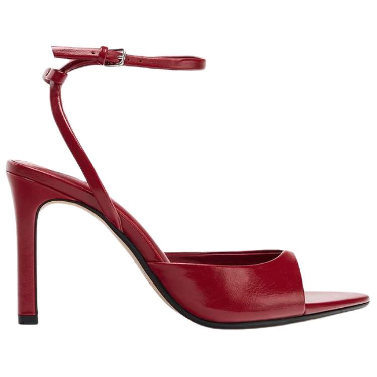 Zara Pu Open-Toe Elegant Textured High Heel Strap Sandals 9.5Cm Women Sandals 1345510600