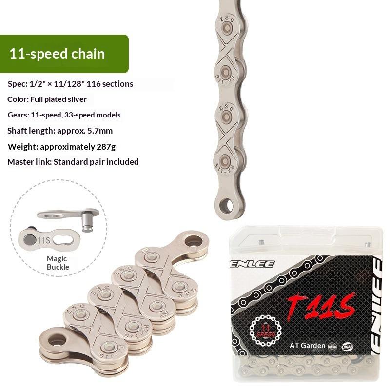 ENLEE Mountain Bike Road Bike Chain 8 9 10 11 12 Speed Plated Chain, Rust Proof with Magic Buckle