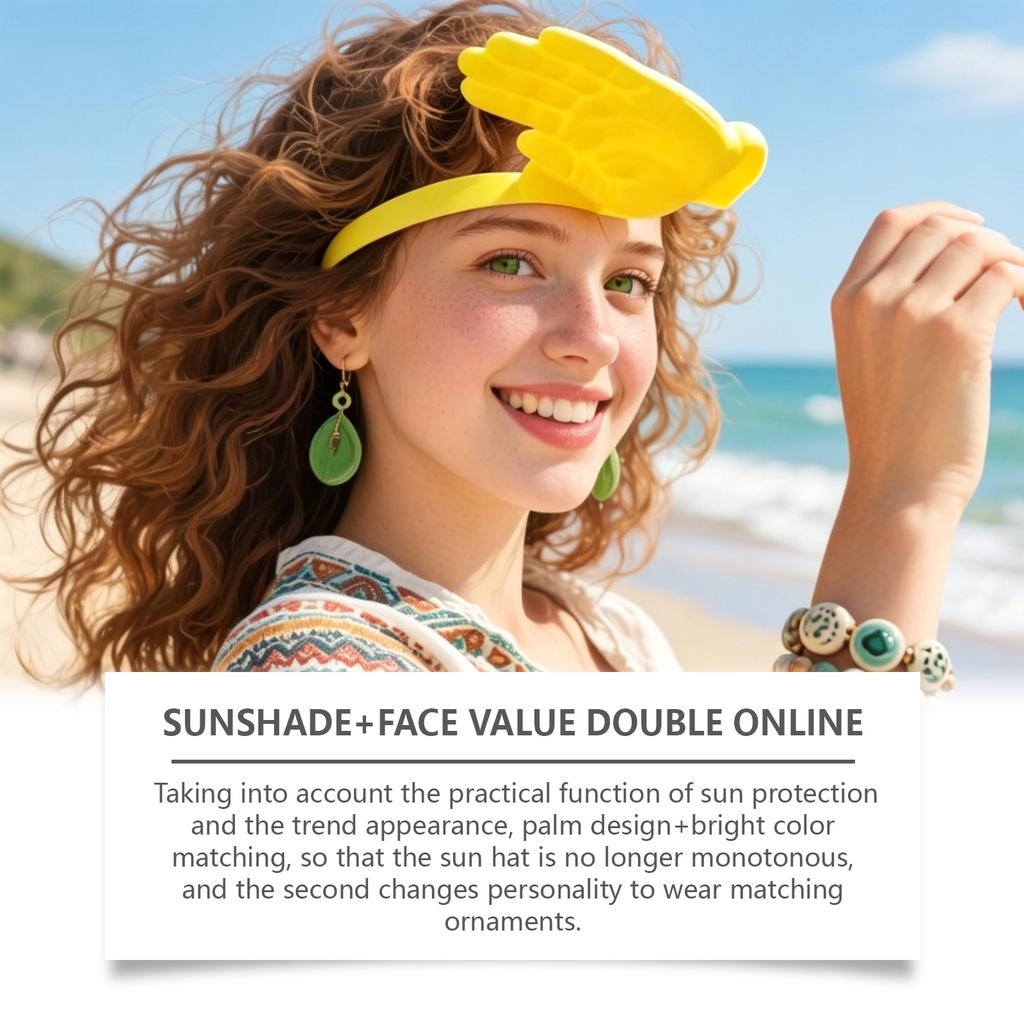 Creative Palm Sun Hat Lightweight Skin-Friendly Summer Outdoor Portable Adjustable Headband Unique Style Sun Protection Hat