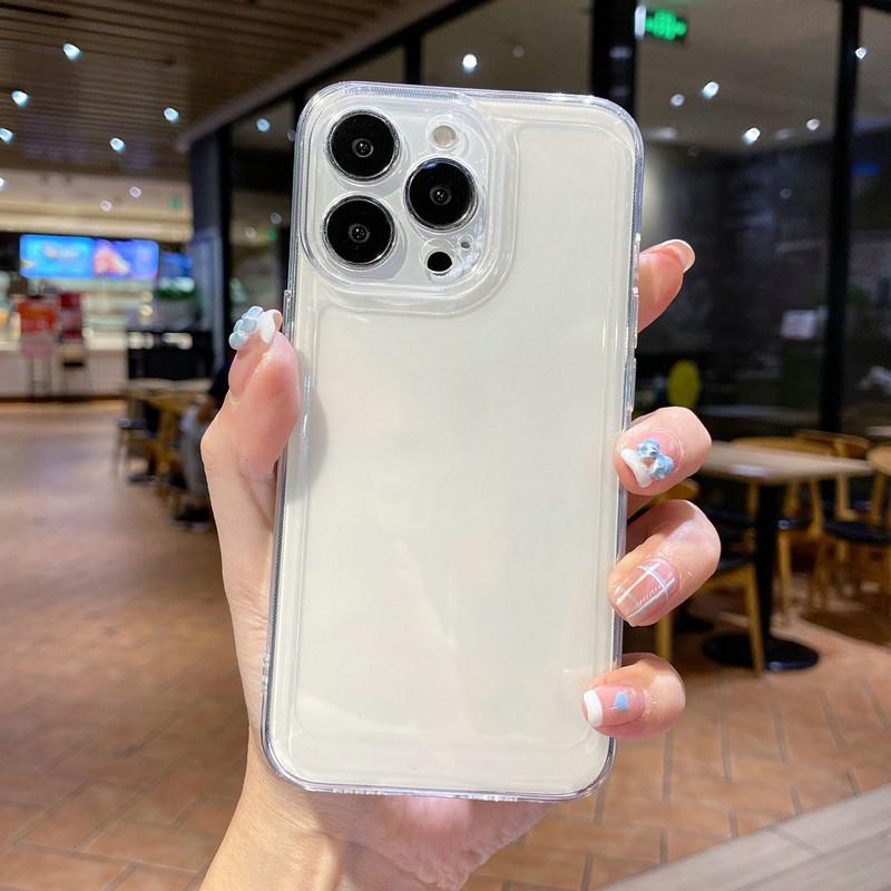 Anti-yellow Transparent Clear Cover Camera Lens Full Protective Shell Cellphone Back Case for iPhone Samsung