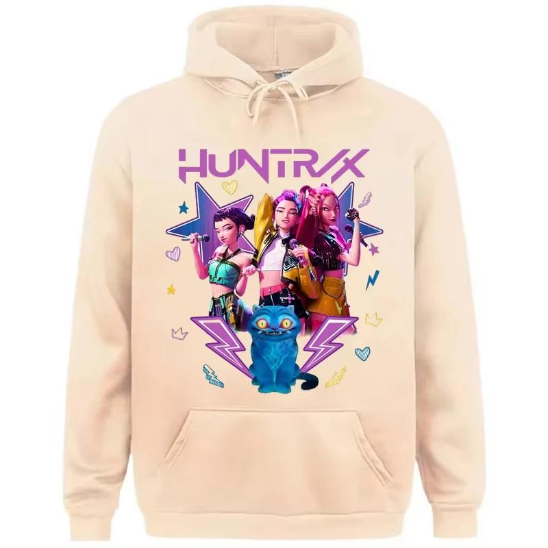 KPop Demon Hunters Huntrix Hoodie Women Harajuku Fashion Long Sleeve Casual Loose Cartoon Cute Print Hoodie