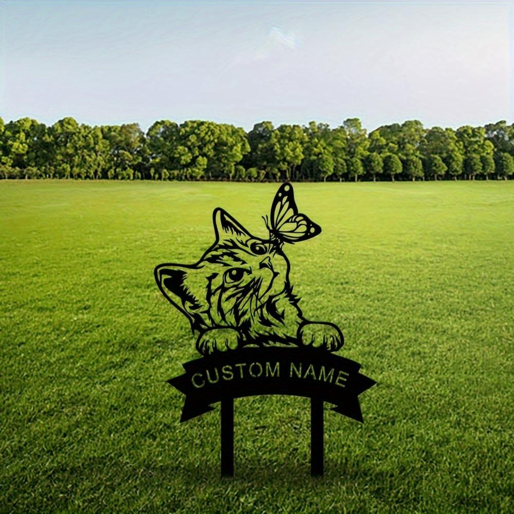 Personalized Metal Dog & Dragonfly Garden Marker - Custom Nameplate Yard Ornament, Pet Tribute Decor, Garden Stake