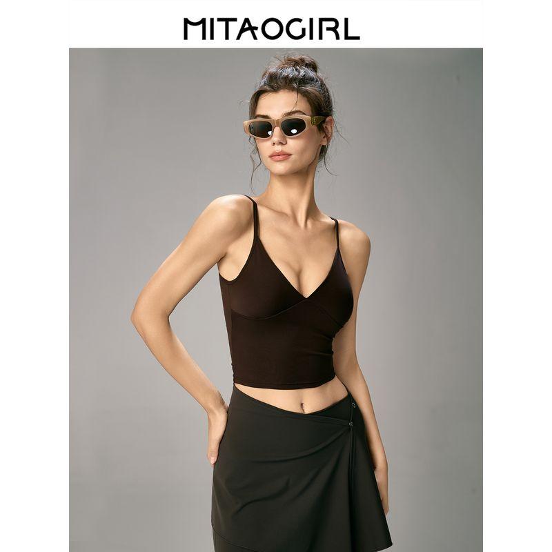 Mitaogirl Kendall Strap Sports Intimates Women's Silm Thin Yoga Wear V Neck Bra Beauty Back Fitness Vest