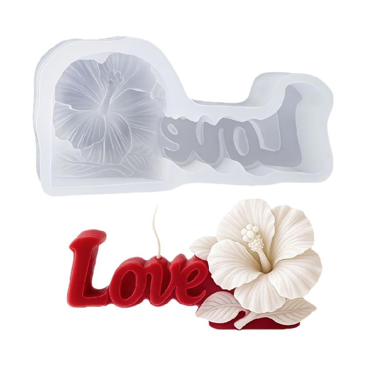 

Silicone Mold Stylish Love Letter Hibiscus Candle Mold Perfect For Handmade Gifts Jewelry Tool Soap Mould 1
