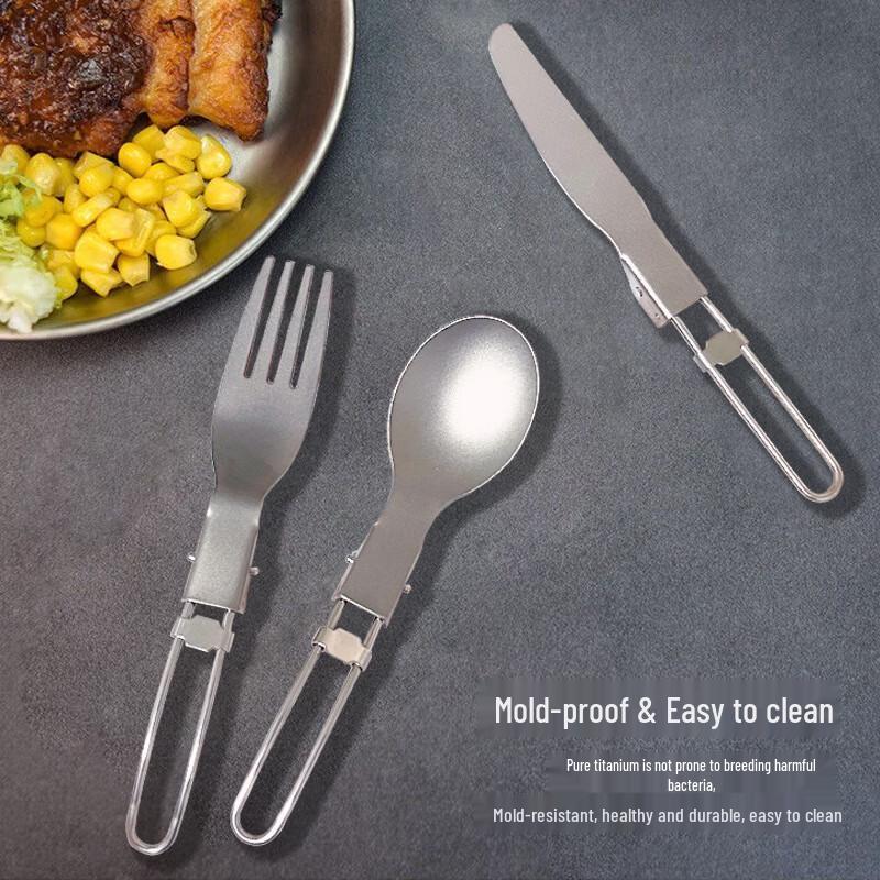 Titanium Folding Fork Spoon Portable Cutlery Set