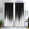 Gradient Stripes Black White Print Curtains Pole Bag Home Decoration Room Set Of 2 Made Polyester