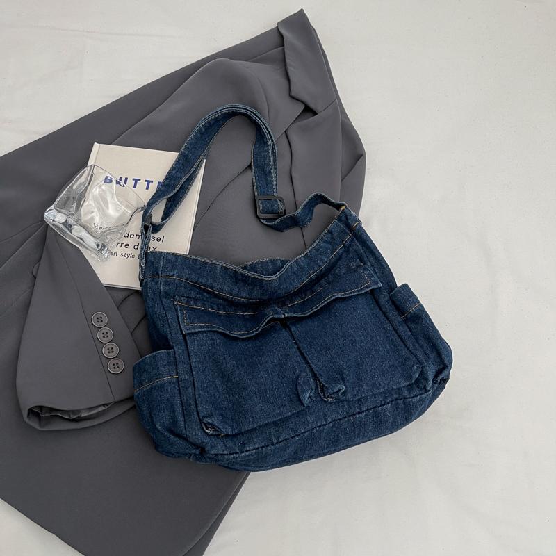Women's Large Capacity Commuter Tote Bag Denim Shoulder Crossbody Bag