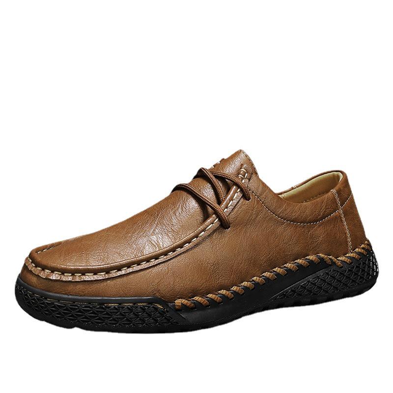 Handmade Men's Soft Sole Leather Loafers - Winter Casual Flat Large Size