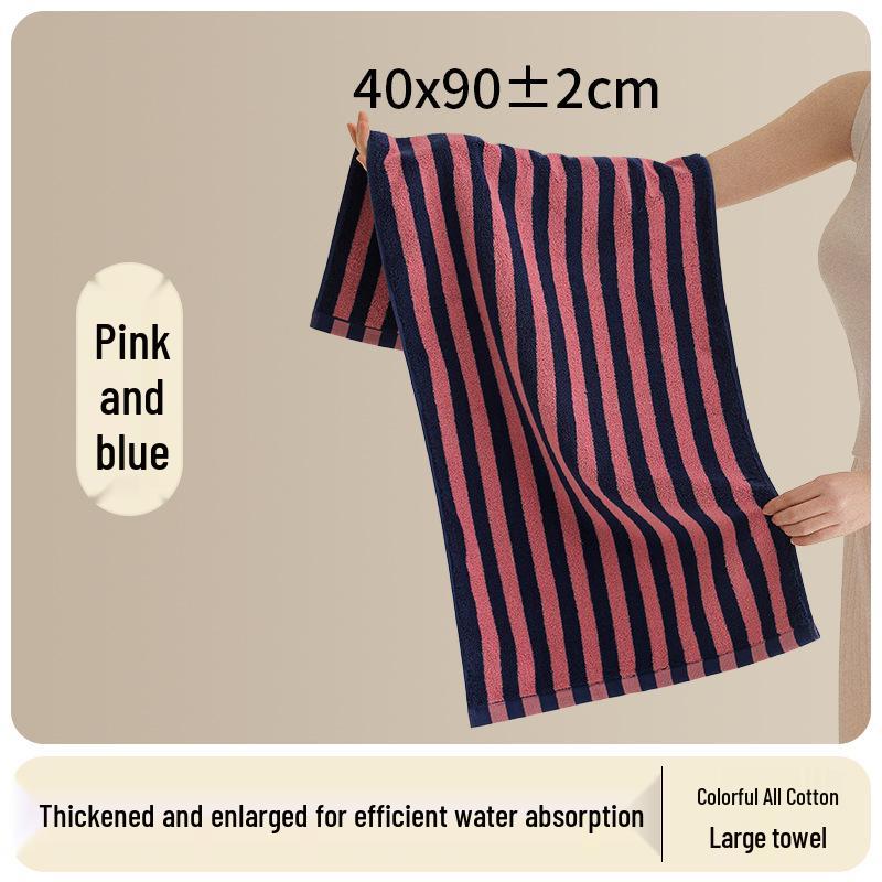 Soft Quick-Dry Oversized Striped Combed Cotton Bath Towel