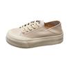 2025 Summer New Casual Board Shoes Genuine Leather Women's Shoes Sponge Cake Thick Bottom Soft Bottom Versatile Student Shoes