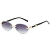 Vintage Rimless Metal Shades Ins Brand Design Women's Vacation Beach Sunglasses New Fashion Driving Decor Sun Glasses