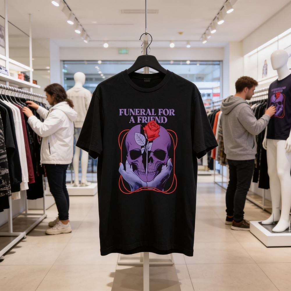 new Funeral for a friend skull Rose T Shirt Short Sleeve Unisex T-Shirt XXXXL