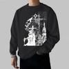 Punk Rock Dark Knight Print Crewneck Sweatshirt – Couple's Set, Loose-Fit Casual Fall/Winter Pullover