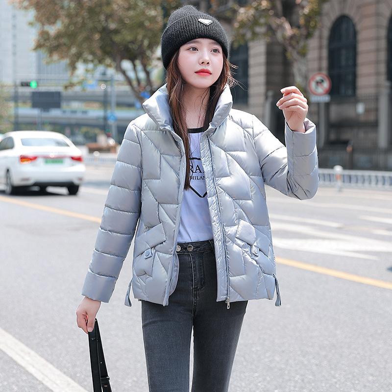 

2025New Model, No Wash, Glossy Finish, Stand Up Collar Cotton Jacket, Thickened Version, Korean Version Down Cotton Jacket, Short Version, Warm Jacket XL синій