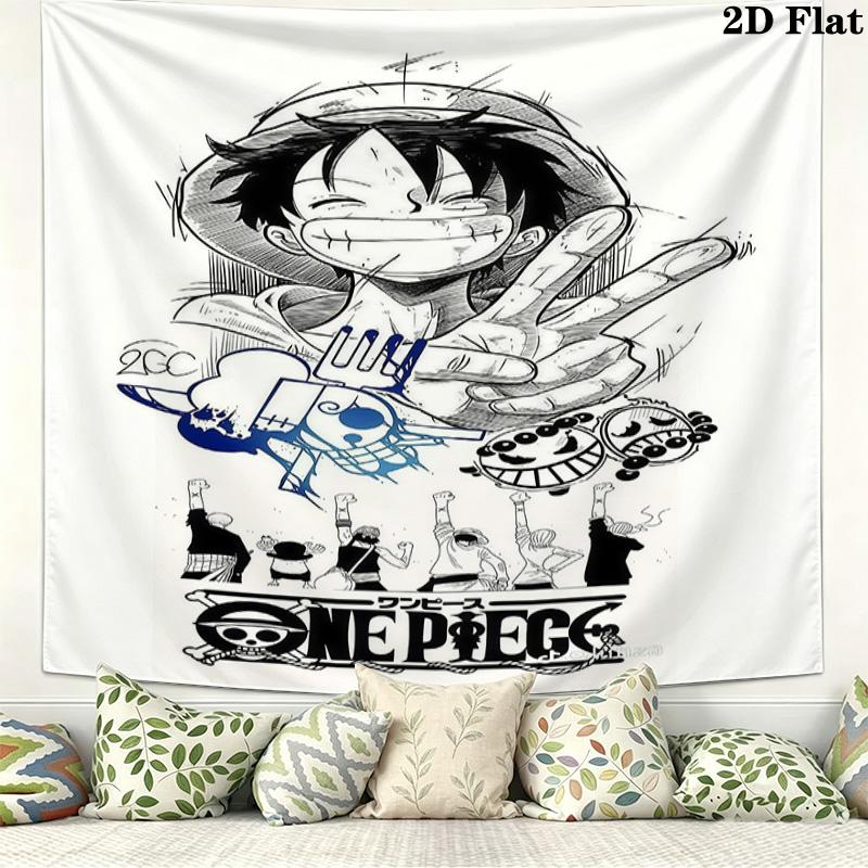 One Piece Monkey D Luffy Vægtæppe Æstetisk Vægophæng Trykt Stof Tæppe Dekorative Vægtæpper Til Soveværelse Stue Boligindretning