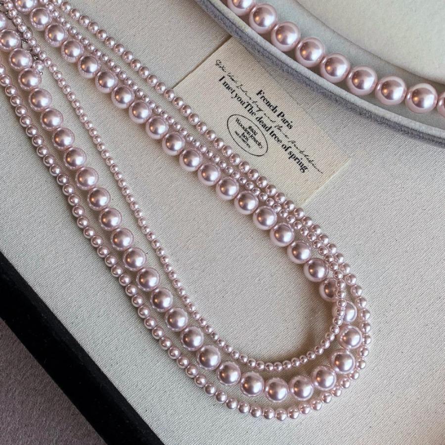 Luxuriöse Rosenlila Perlenkette für 2024 Koreanische Ausgabe Elegantes Schmuckstück Damen Sexy Schlüsselbeinkette Accessoires