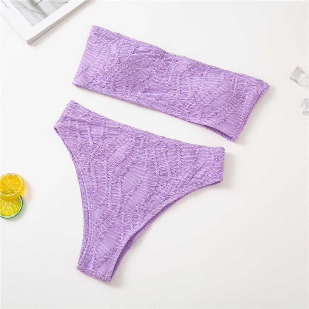 

Сексуальный бандо морщинистый женский купальник бикини с высокой талией женский купальник из двух частей комплект бикини купальный костюм женский купальник S фиолетовый