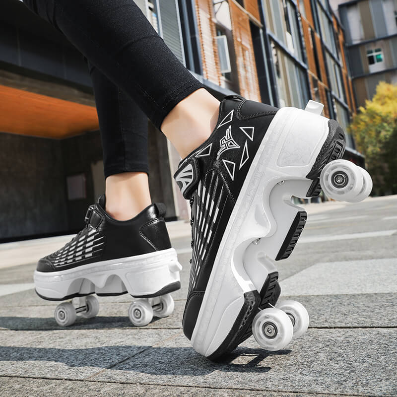 Roller Roller Schuhe 4-Rad Deformationsschuhe Rollschuhe Herren und Damen Erwachsene Ausreißerschuhe Schlittschuhe Schuhe mit Rädern