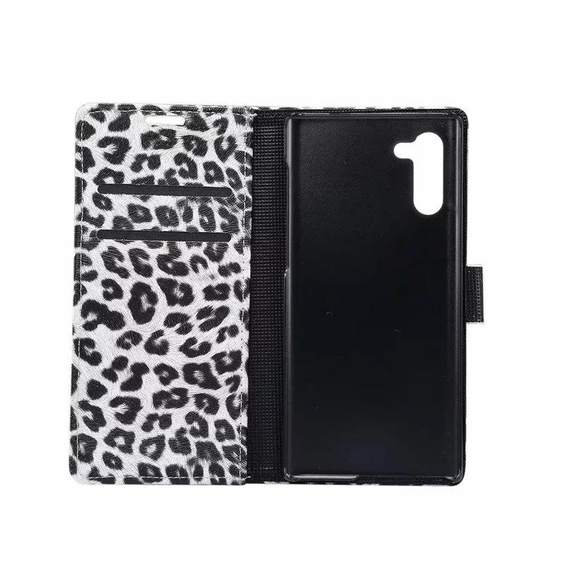Samsung Note10pro mobile phone leather case for foreign trade, leopard print flip wallet storage card holder protective case